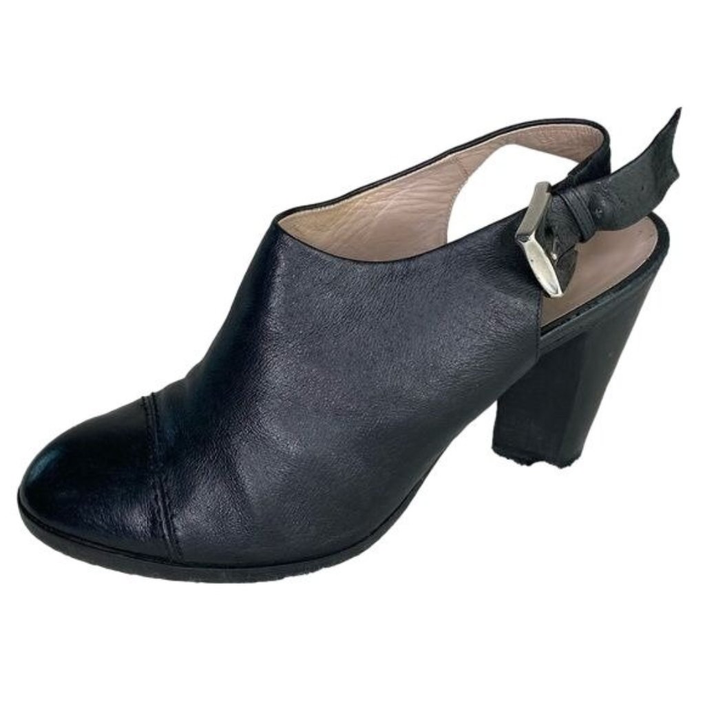 Marc By Marc Jacobs Ladies Sling Back Booties Black Leather Made Italy Size 7.5